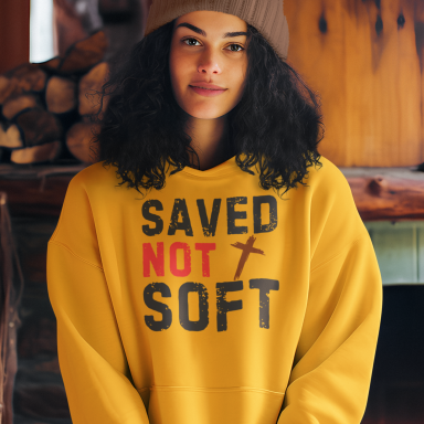 Jesus Saves Hoodie - Saved Not Soft - Faith-Based Christian Hooded Sweatshirt Bold Religious Spiritual Unisex Christian Wear for Men & Women