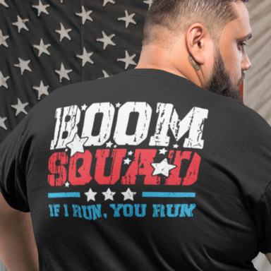 4th of July Boom Squad Unisex Softstyle T-Shirt, Red White Blue Patriotic Fireworks Tee, Independence Day Apparel